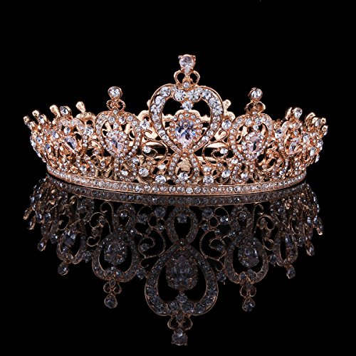 FUMUD Charm Rhinestone Zirkon Taç Gelin Tiara Kristal CZ Diadem Gelin Prenses Pageant Düğün Saç Aksesuarları Için (244 altın)