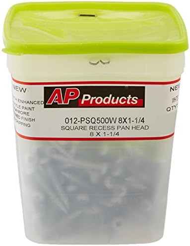 AP Ürünleri 012-PSQ500 W 8 X 1-1 / 2 Beyaz Tava Başlı Kare Girinti Vidası - 500'lü Paket