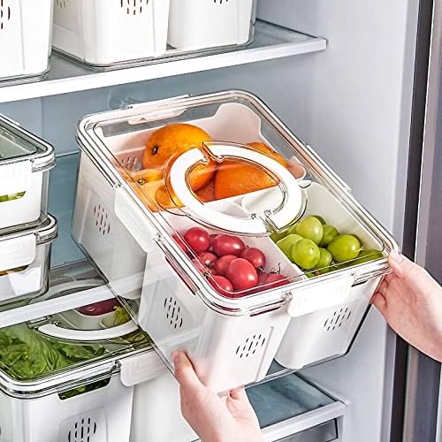 Bölünmüş Buzdolabı Organizatör Gıda saklama kapları Kapaklı Istiflenebilir Buzdolabı Organizatör Kovaları Meyve Sebze Yemek Hazırlık