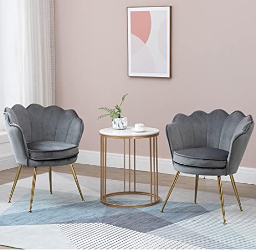 Oturma Odası için WQSLHX Gri Kadife Sandalye, Yatak Odası için Makyaj Koltuğu, Yemek Odası için Modern Döşemeli Eğlence Kol Sandalyesi,