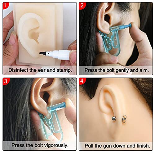 Kulak Piercing Tabancası - Combofix 8 pcs Tek Kullanımlık Güvenlik Kulak Piercing Tabancası ile dahili kulak damızlık Kulak Piercing