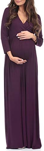 Anne Arı Annelik 3/4 Kollu Dantelli hamile elbisesi W/İmparatorluğu Bel Bebek Duş veya Gündelik Giyim için