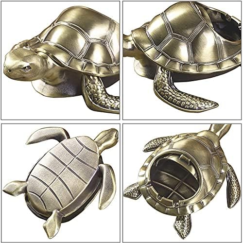 Rüzgar geçirmez Dekoratif Küllük Kapaklı Vintage Deniz Kaplumbağası Sigara Küllüğü Metal Sigara Küllüğü Açık Havada Kapalı Fantezi