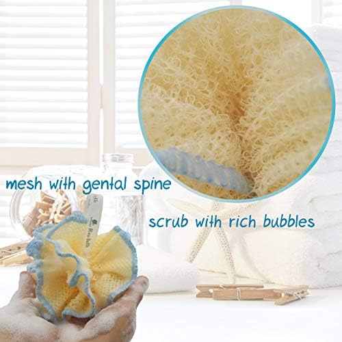 Bleu Banyo (4 Paket) Peeling Vücut Scrubber Puf Derin Temizlik Sağlam Banyo Lif Kabağı Örgü Sünger Kaba Zengin Kabarcıklar ile