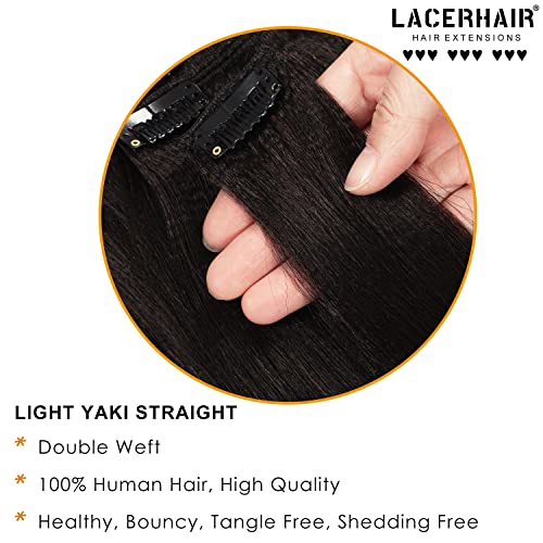 Lacerhair ışık Yaki saç tokası ıns saç ekleme Sapıkça Düz Yaki Saç Remy İnsan Doğal Siyah Renk Siyah Kadınlar İçin Yaki saç tokası