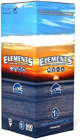 Elements 900 1 1/4 Pirinç Konileri - W Galeri Kutusu-Ultra İnce 1.25 84mm Önceden Haddelenmiş Koniler, 26mm Filtre Uçları, Doğal