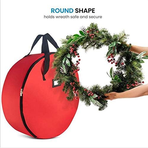 UNİE Noel Çelenk saklama çantası, 36 inç Noel Büyük Çelenk Çelenk Konteyner için Çift Fermuarlı Tatil Yapay Noel Çelenkler