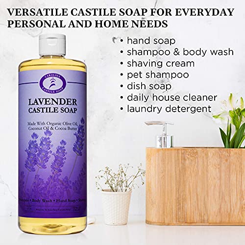 Adaçayı Kireç ve Lavanta Kastilya Sabunu Sıvı Paketi-32 oz-Carolina Kastilya Sabunu - Vegan ve Saf Organik Konsantre Kurumayan