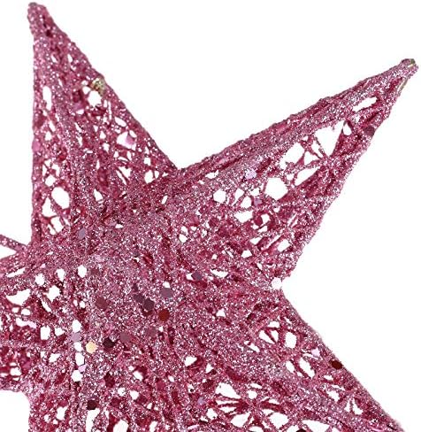 BinaryABC Noel Ağacı Topper Yıldız, Işıltılı Noel Ağacı Dekorasyon Süsler, 20 cm (Pembe)