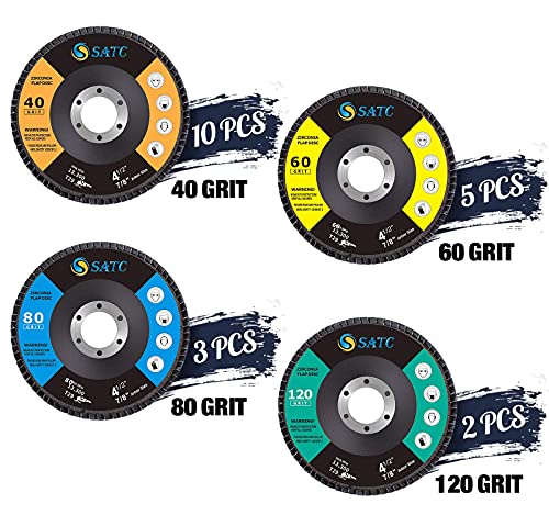 S SATC 20 ADET Flap Diskler 4.5 İnç 40/60/80/120 Irmik ve 25 ADET Kesilmiş Tekerlekler 6 İnç Kesme Tekerleği