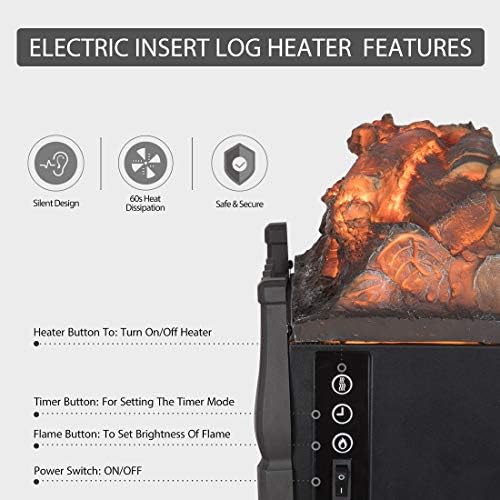 VIVOHOME 110 V Elektrikli Şömine Eklemek Log Kuvars Gerçekçi Kor Yatak Fan ısıtıcı Kızılötesi Uzaktan Kumanda ıle Siyah