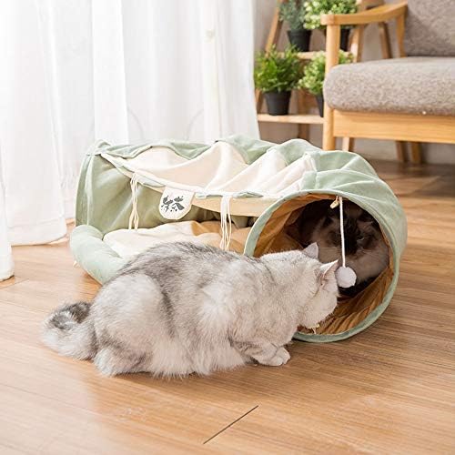 CNQLIS kedi tüneli Yatak, 2-in-1 Katlanabilir Kedi köpek tüneli Oyuncaklar Yuva Kapalı Gizleme Oyun Boru ile Çıkarılabilir Yıkanabilir