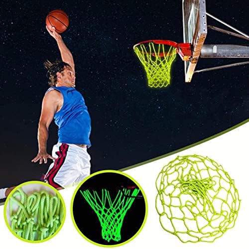 Basketbol Net Yedek Ağır Net-Glow Karanlık, Tüm Hava, Anti Kırbaç-Kapalı ve Açık Jantlar Uyar Gece Basketbol Spor -12 Döngüler,