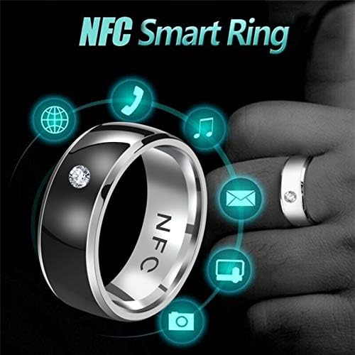 NFC Akıllı Yüzük Çok Fonksiyonlu Akıllı Yüzük Akıllı Aşınma Parmak Dijital Yüzükler Telefon Ekipmanını Bağlayın (Renk: Siyah,