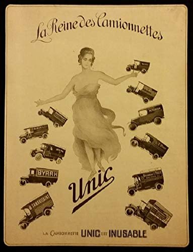 1923 Camionette UNIC * La Reine des Camionettes * BÜYÜK VİNTAGE RENKLİ OLMAYAN REKLAM-FRANSIZ - GÜZEL ORİJİNAL !!