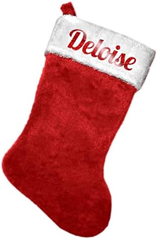 Deloise Kırmızı Glitter Peluş Noel Tatili Çorap, 8.5 inç. x 18 inç.