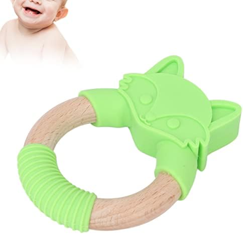 Çiğneme oyuncağı, yumuşak Silikon Sevimli Hayvan Şekli Bebek Molar Çubuk Yatıştırıcı Diş Kaşıyıcı Oyuncak Yuvarlak Ahşap Saplı