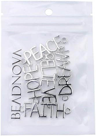 BEADNOVA 5 adet Gümüş Kaplama Umut İnanç Barış Rüya Inanıyorum Sideway Kelime Mektup Bilezik Kolye Charm Bağlayıcı Kolye Çeşitli