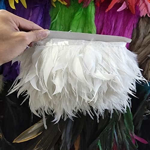 LİOLEO 1 Metre Beyaz Doğal Türkiye ve Devekuşu Tüyü Şerit 10-15 cm/4-6 inç Düğün için Elbise / Zanaat Malzemeleri Dekorasyon