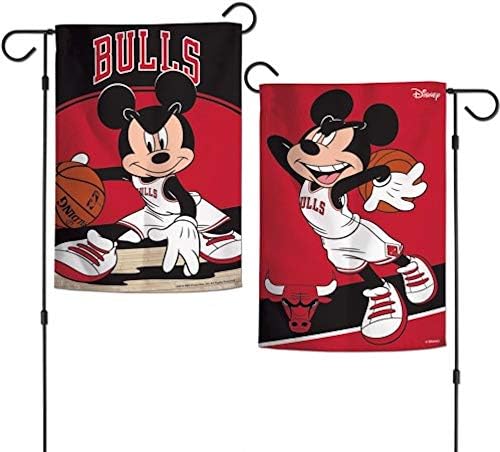 WinCraft Chicago Bulls Mickey Mouse Bahçe Bayrağı NBA Lisanslı 2 Taraflı 12.5 x 18