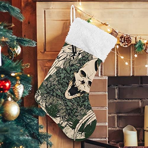 YUEND ile Beyaz Peluş Trim Büyük Noel Stocking Kitleri Klasik Kişiselleştirilmiş Aile Tatil Noel Partisi Süslemeleri için Kafatası